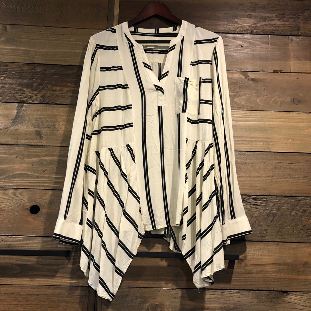 Anthropologie Maeve black & cream blouse